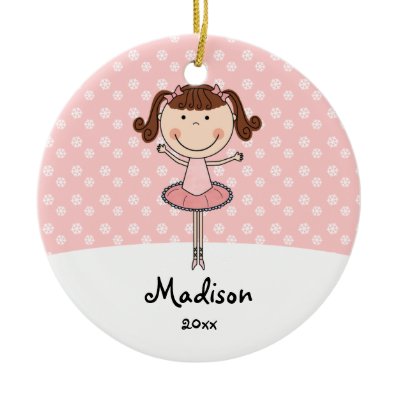 Pink Ballerina Snowflakes Personalized Christmas Christmas Tree Ornaments