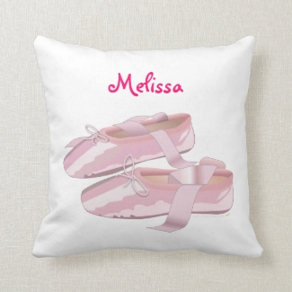 Pink Ballet Shoes Custom Name Personalized Pillow