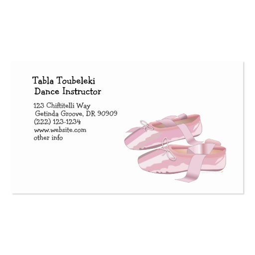 Pink Ballet Shoes Slippers Business Card Templates (back side)