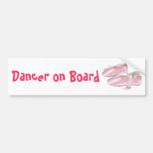Pink Ballet Shoes Slippers Dancer on Board Bumper Stickers