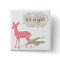 Pink Bambi Baby Announcement Button