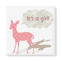 Pink Bambi Baby Announcement Magnet