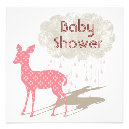 Pink Bambi Baby Shower Inviation Invites