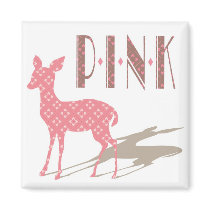 Pink Bambi Design Square Magnet by EuphorianChic Pink Bambi Design Square Magnet