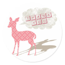 Pink Bambi Thank You Sticker