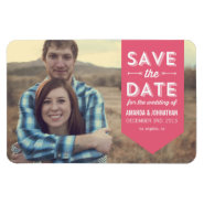 Pink Banner Photo Save The Date Magnet