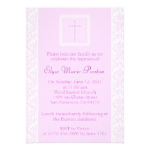 Pink Baptism/Christening Invitation
