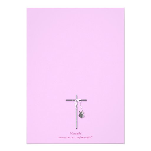 Pink baptism religious communion confirmation invitations