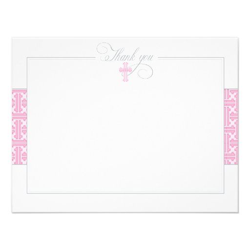 Pink Baptismal Flat Thank You Note Invites