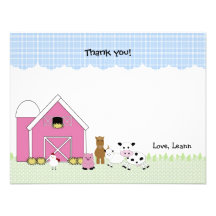 Pink Barn Farm birthday thank you notes Personalized Announcement