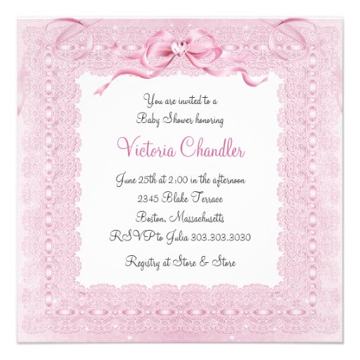 Pink Bassinet Baby Shower Invitations