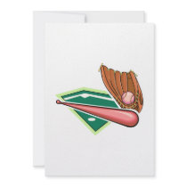 Pink bat & ball with glove custom invitations
