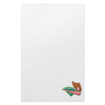 Pink bat & ball with glove stationery paper