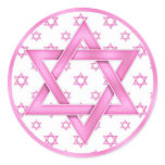 Pink Bat Mitzvah Cupcake Toppers Stickers