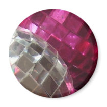 Pink Baubles mirror ball fridge magnet