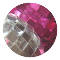 Pink baubles mirror ball round sticker