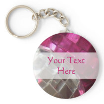 Pink Baubles mirror ball 'Your Text' keychain