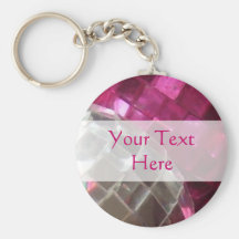 Pink Baubles mirror ball 'Your Text' keychain