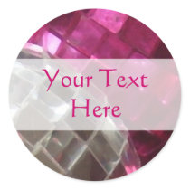 Pink baubles mirror ball 'Your Text' round sticker