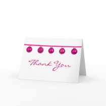 Pink Baubles on Ribbon Christmas Thank You Note Cards