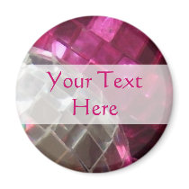 Pink Baubles 'Your Text' mirror ball fridge magnet