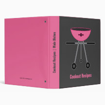 Pink BBQ Grill Cookout Recipes Vinyl Binder