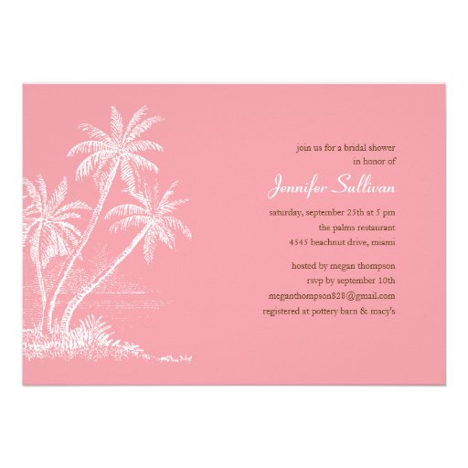 Pink Beach Bridal Shower Invitations (front side)
