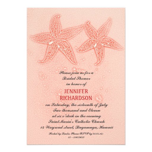 PINK BEACH BRIDAL SHOWER INVITATIONS