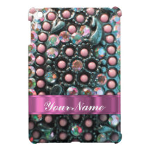 Pink beaded perrsonalized iPad mini case