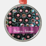 Pink beaded perrsonalized ornaments