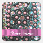 Pink beaded perrsonalized stickers