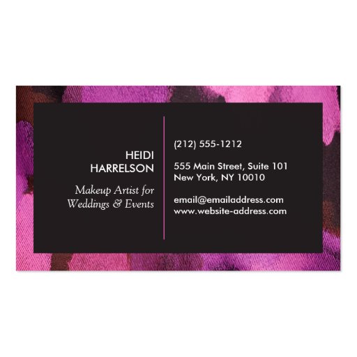 Pink Beauty Palette for Freelance Makeup Artist Business Cards (back side)