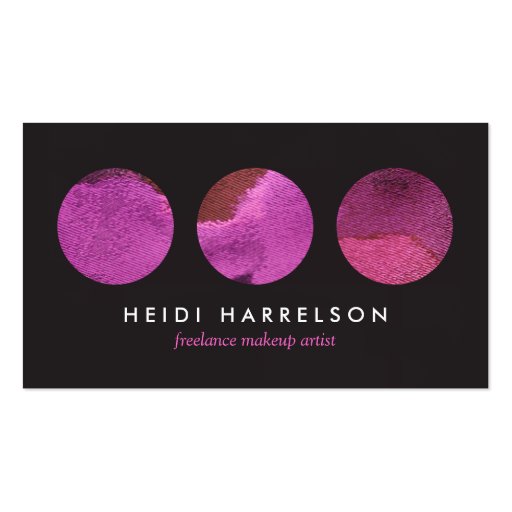 Pink Beauty Palette for Freelance Makeup Artist Business Cards (front side)