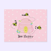 Pink Beehive - Bee Happy postcards