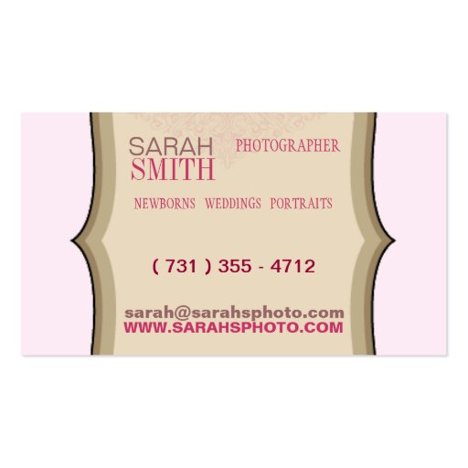 Pink & Beige Photo Business Card (back side)