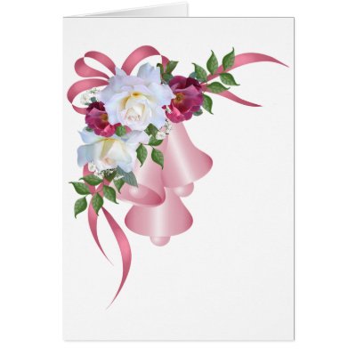 Pink Bells w/ Roses & Ribbons Greeting Cards