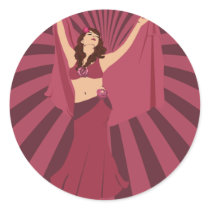 Pink Belly Dancer Round Stickers