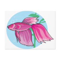 pink beta fish post cards