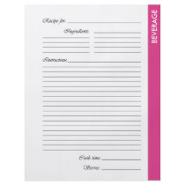 Pink BEVERAGE 2-sided Recipe Pages Personalized Flyer