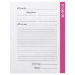 Pink BEVERAGE 2-sided Recipe Pages Personalized Flyer