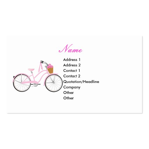 Pink Bicycle with Streamers Business Card (front side)