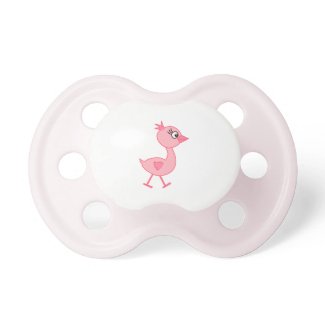 Pink Bird, a Cute Walking Bird. Baby Pacifiers