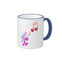 Pink Bird and Love Notes Mugs