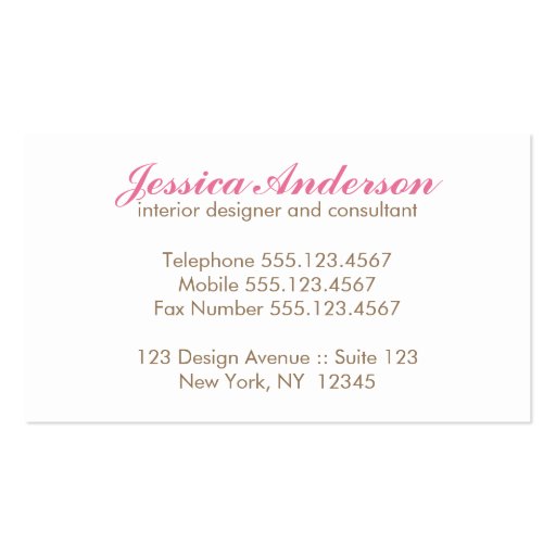 Pink Bird Business Cards (back side)