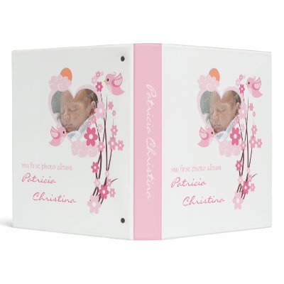 Pink Birds & Flowers Photo Baby Girl Album 2 by Ruxique