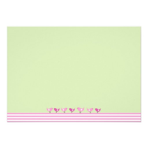 Pink birds on white tree baby shower invite