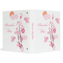 Pink Birds Spring Flowers Baby Girl Album binders