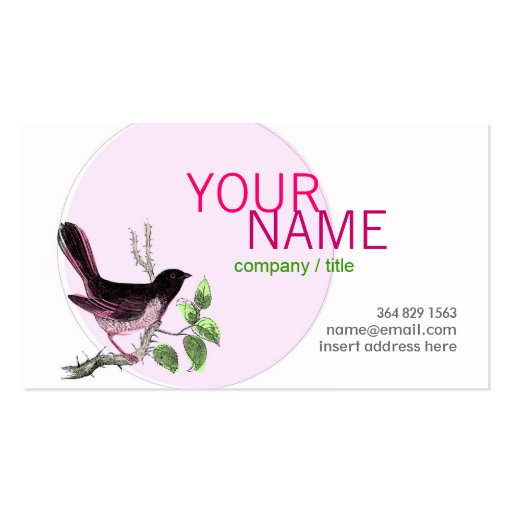 Pink Birdy Profile Card Business Card Templates