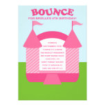 Pink Birthday Bounce Bouncy House Birthday Party Announcement