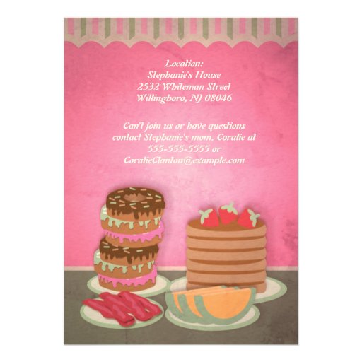 Pink Birthday Breakfast Party Invitations
